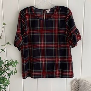 Jcrew tartan blouse, size M